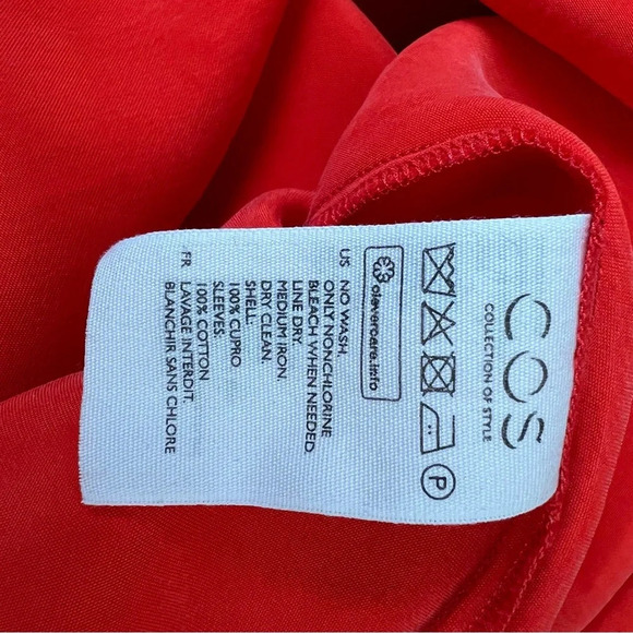 COS Silk Cowl Neck Long Sleeve Red Top Blouse Size 4 - Picture 5 of 6